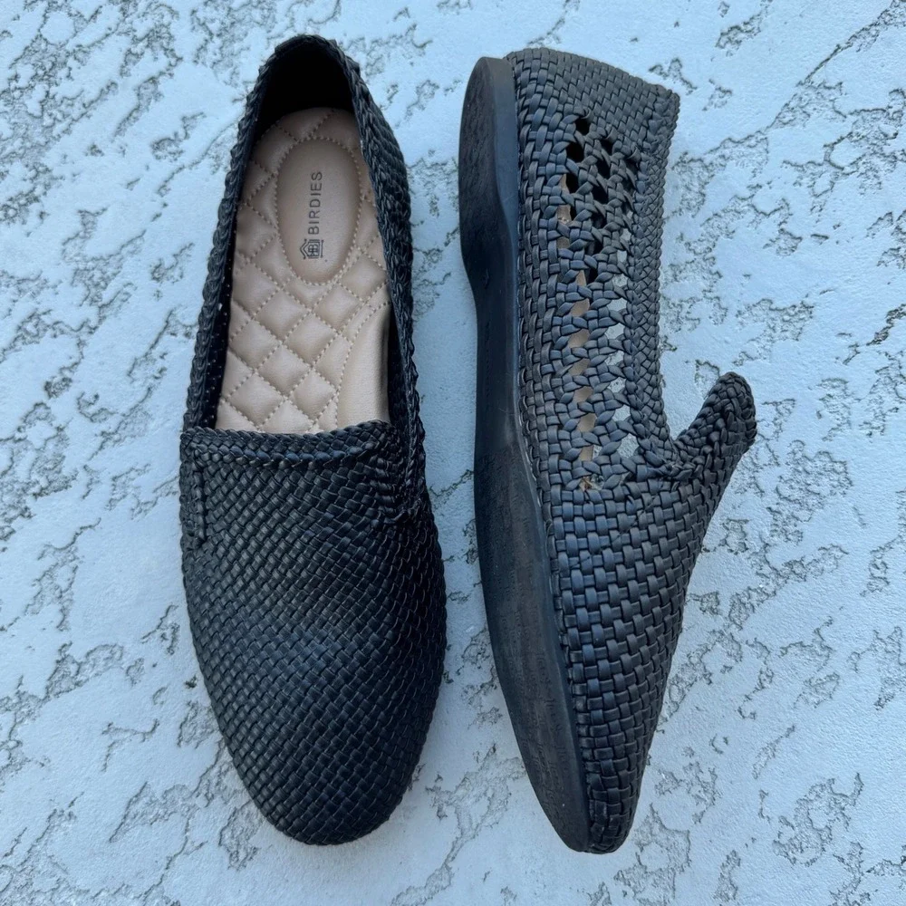 Birdies Women's The Starling Woven‎ Black Loafer Flats Slip On Shoes Size 10.5